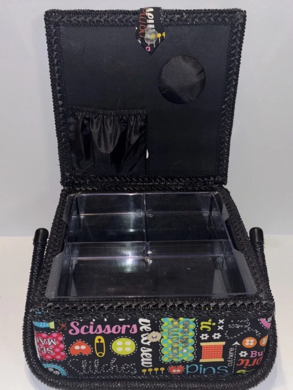 Sewing Basket Sewing Design New  9” X  9” X 4” With Tray Inside Colorful